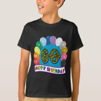 60th T-shirt do arco do balão do feliz aniversario