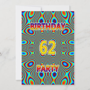 62nd convite de aniversário psicadélico