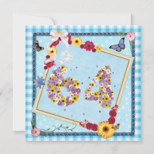 64º flores do Convite de aniversário, borboletas