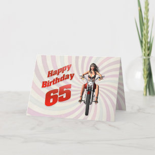 65º Cartão de aniversário com moto