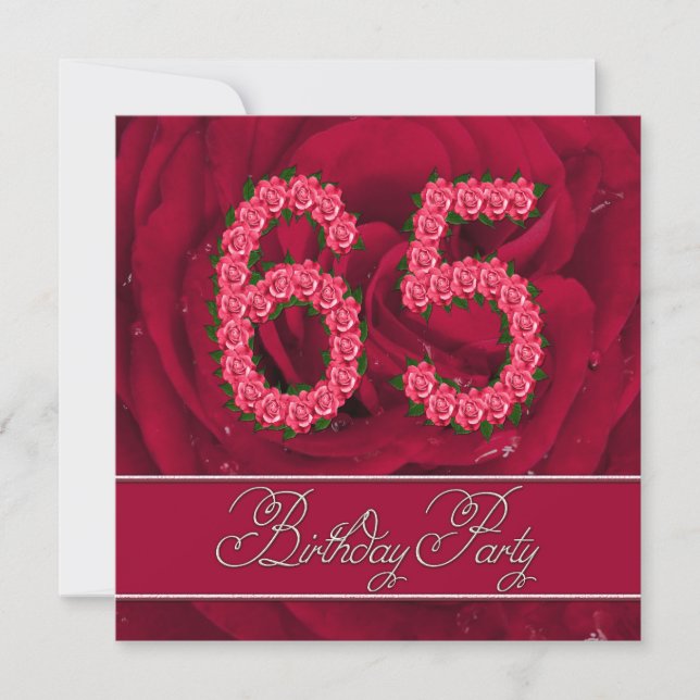 65º convite de aniversário com rosas (Frente)