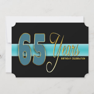 65 ANOS DE CONVITE DE ANIVERSÁRIO AQUA/BLACK