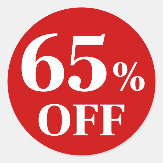 65% OFF Adesivo Redondo Clássico de Fundo Vermelho (Frente)