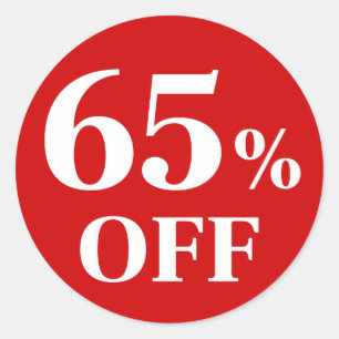 65% OFF Adesivo Redondo Clássico de Fundo Vermelho