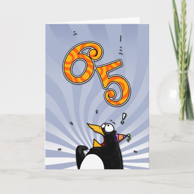 65th aniversário - cartão da surpresa do pinguim (Frente)
