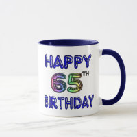 65th caneca feliz do aniversário na pia batismal