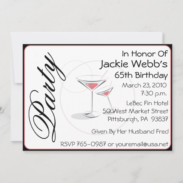 65th convite de aniversário personalizado (Frente)