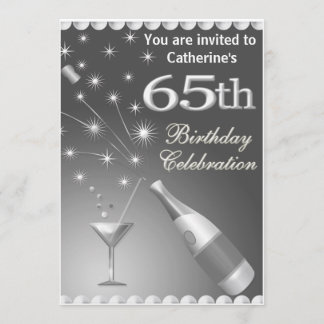 65th convite de aniversário - prata
