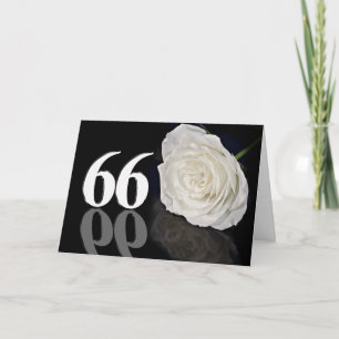 66º Cartão de aniversário com uma rosa branca clás
