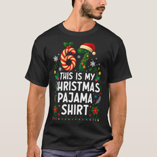 67 Camisa de Natal de Pijama 6 7 Meme Divertido Ad (Frente)