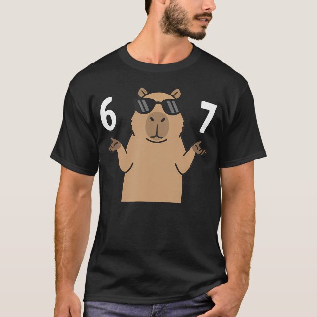 67 Camisa Meme Capybara 6 7 Gesto com as Mãos Gíri (Frente)