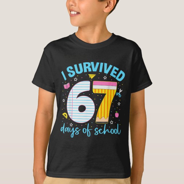 67 Camisa Professor Crianças 6 7 Meme Eu Sobrevivi (Frente)
