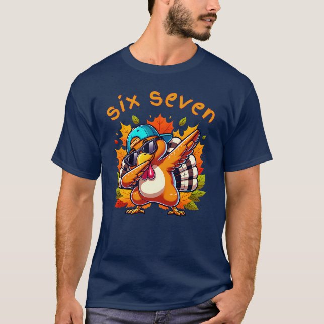 67 Camiseta de Ação de Graças Six Seven Turkey Dab (Frente)