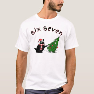 67 Camiseta de Natal Six Seven Meme Gato Árvore