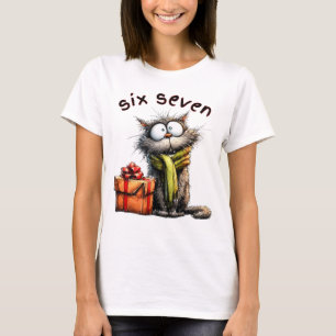 67 Camiseta de Natal Six Seven Meme Vintage Gato