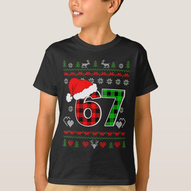 67 Meme Natal Six Seven Xmas Suéter Feio Homens  (Frente)