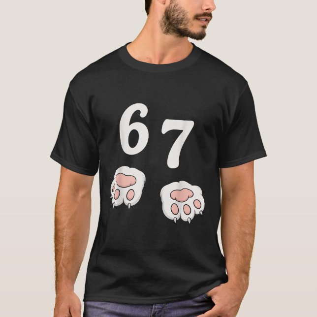 67 Meme Seis Sete 6 7 Camisa Meme Gato Engraçado 6 (Frente)