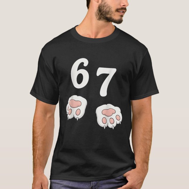 67 Meme Six Seven 6 7 Camisa Meme Divertido Gato 6 (Frente)