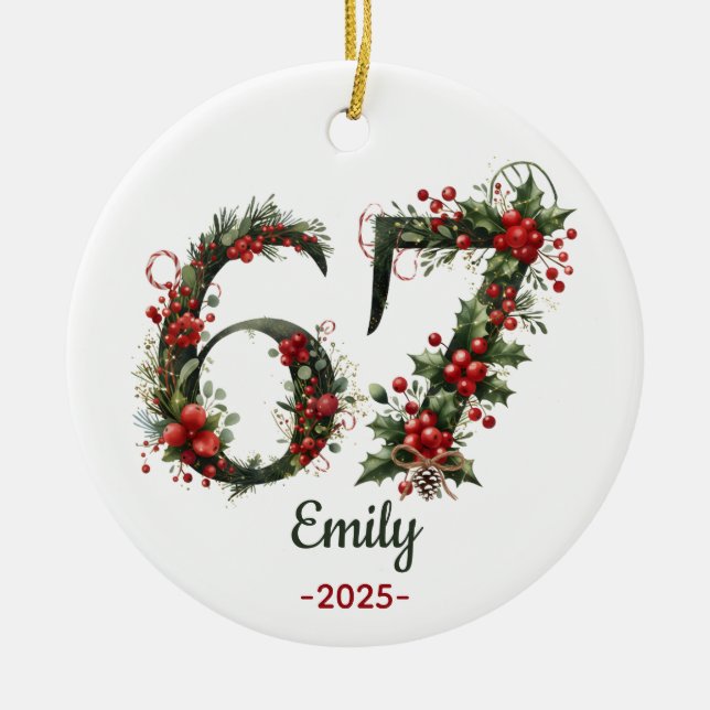 67 Presente de Natal, Personalizado 2025 Enfeite p (Frente)