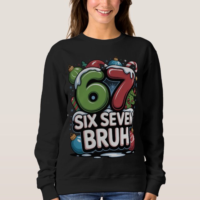 67 Six Seven Bruh Camiseta de Natal Divertida Pres (Frente)