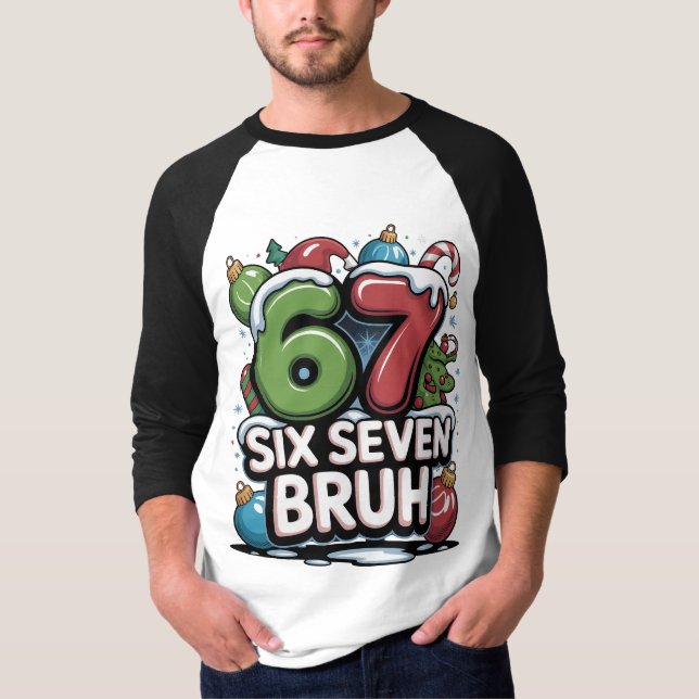 67 Six Seven Bruh Camiseta de Natal Divertida Pres (Frente)