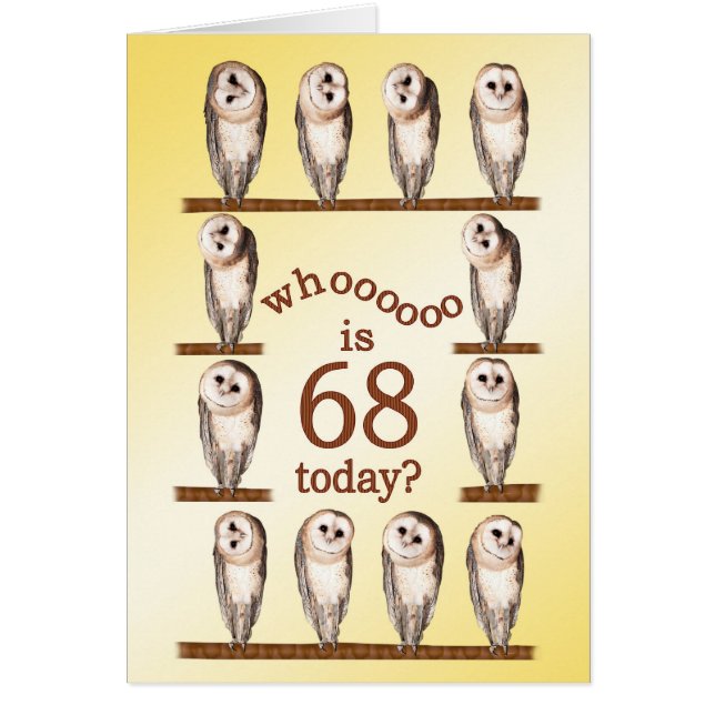 68º aniversário, Cartão Curioso das Corujas. (Frente)