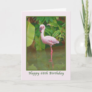 68.º Cartão de aniversário com Flamingo Rosa