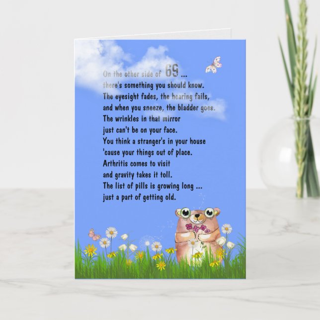 69º Aniversário Humor Obtendo Cartão Antigo (Frente)