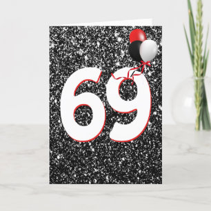 69º Balões de Aniversário no Cartão Brilhante 