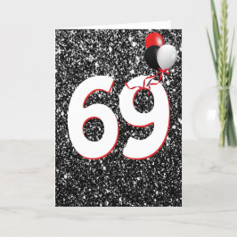 69º Balões de Aniversário no Cartão Brilhante Pret