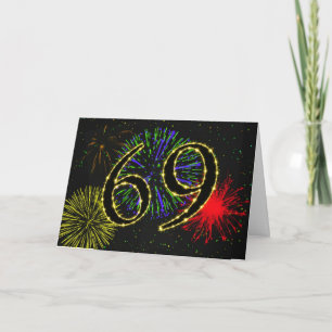 69º Cartão de aniversário com fogos de artifíc