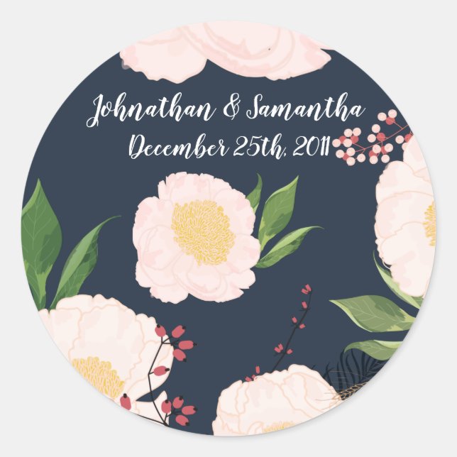 6 - 3" Favor Autocolantes Flores Brancas em Dar (Frente)