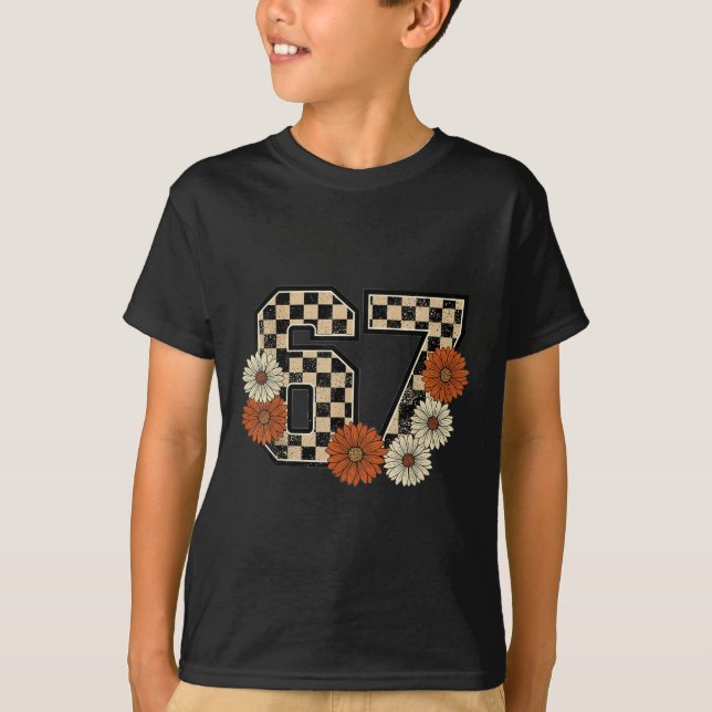 6 7 Camiseta Xadrez Retro Meme de Outono Assombrad (Frente)