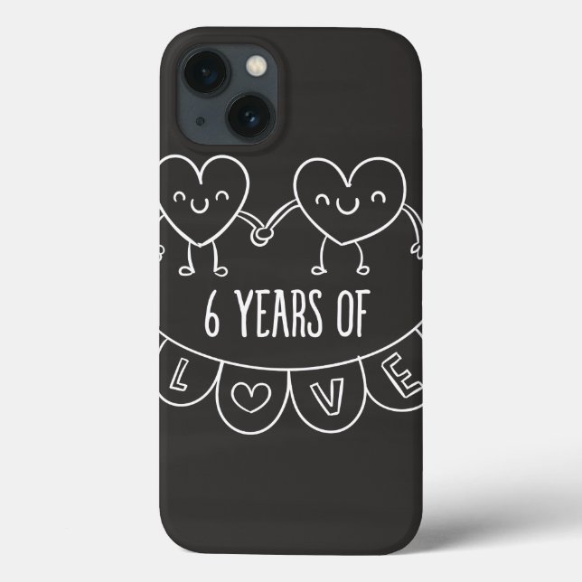 6 Anniversário Gift Chalk Hearts (Verso)