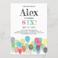 6 Birthday Balloons Convite de festas