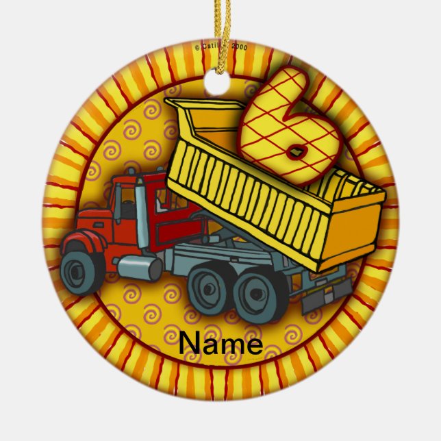 6 Birthday Dump Truck ornamentos (Frente)
