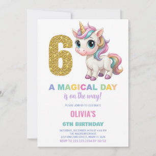 6 Birthday Unicorn Birthday - Convites de Aniversá