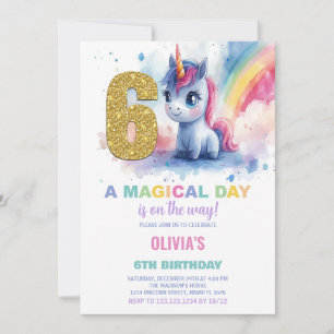 6 Birthday Unicorn Birthday - Convites de Aniversá