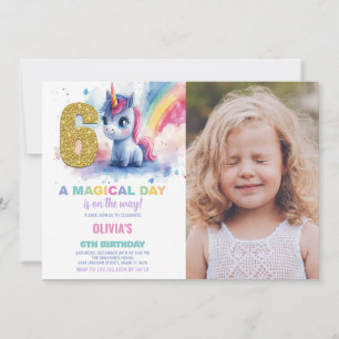 6 Birthday Unicorn Birthday - Foto dos Convites de
