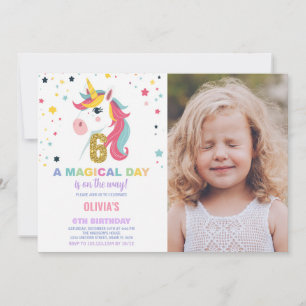 6 Birthday Unicorn Birthday - Foto dos Convites de