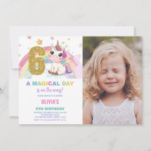 6 Birthday Unicorn Birthday - Foto dos Convites de