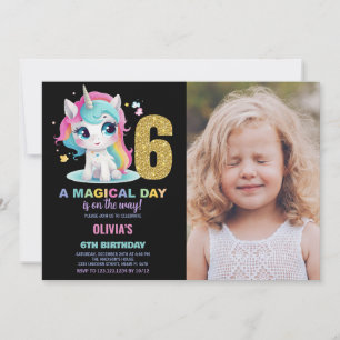6 Birthday Unicorn Birthday - Foto dos Convites de