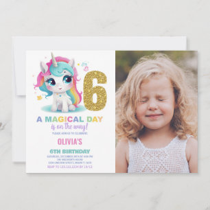 6 Birthday Unicorn Birthday - Foto dos Convites de