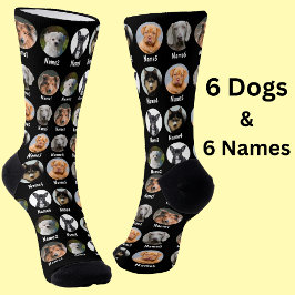 6 Cães, 6 Nomes, Foto Canina - Preto Personalizado