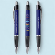 6 Canetas Azuis com Grip Tinta Preta Logotipo Pers