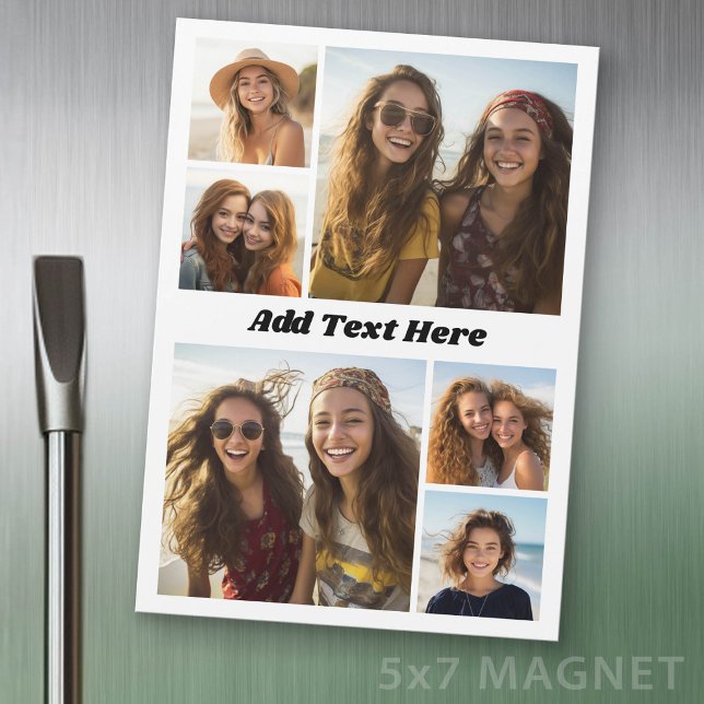 6 Colagem de Fotos com Texto - ímã de Geladeira (Photo Magnet Sheet - 5 inches x 7 inches)