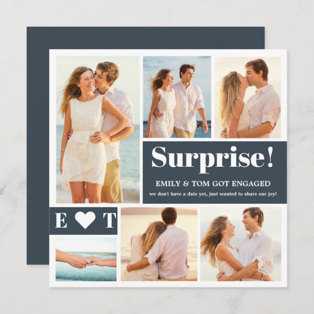 6 Fotos Anúncio de Noivado Cinza Escuro (Frente/Verso)