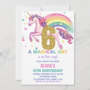 6 Unicorn - Convites de Aniversário