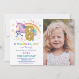 6 Unicorn - Convites de Aniversário com foto