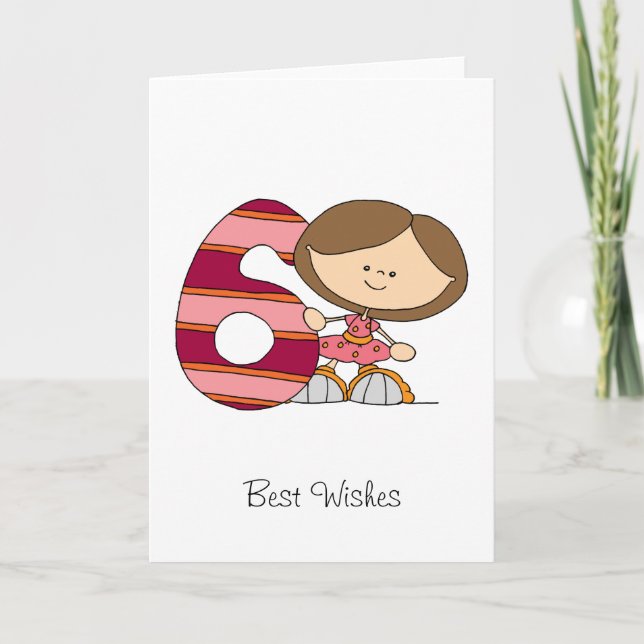 6o Cartão de cartões de aniversários - menina (Frente)